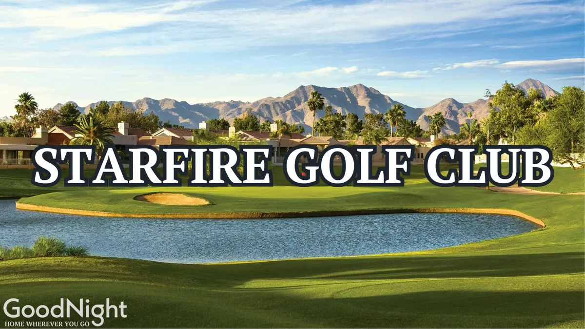 A tranquil view of a lush golf course beside a shimmering lake, with nearby homes and mountains in the background. The atmosphere is peaceful, inviting leisure and relaxation as part of the golf experience.